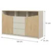 Komoda Aston 3 Grey Beige/Oiled Oak paveikslėlis