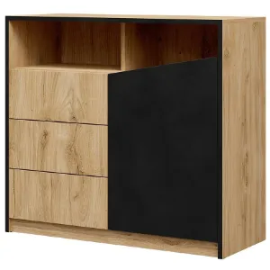 Paveikslėlis Komoda Aston 5 Ąžuolas / ąžuolas Juoda