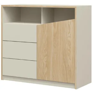 Paveikslėlis Komoda Aston 5 Grey Beige/Oiled Oak