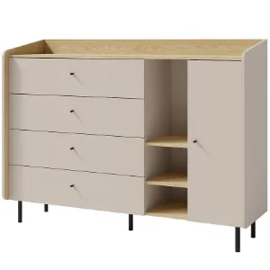 Paveikslėlis Komoda Alessio AE7 4S1D Beige/Oak