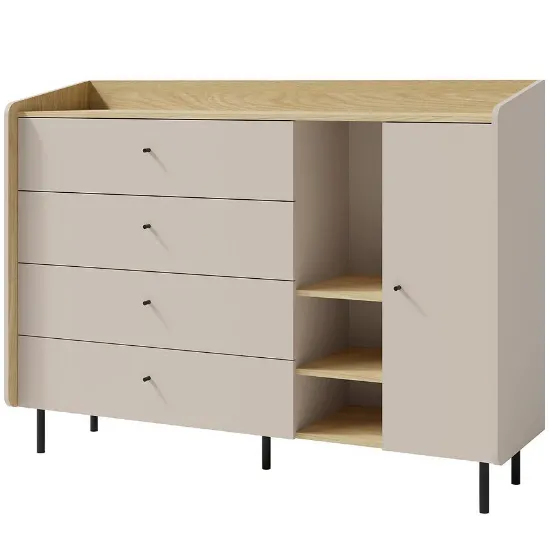 Komoda Alessio AE7 4S1D Beige/Oak paveikslėlis
